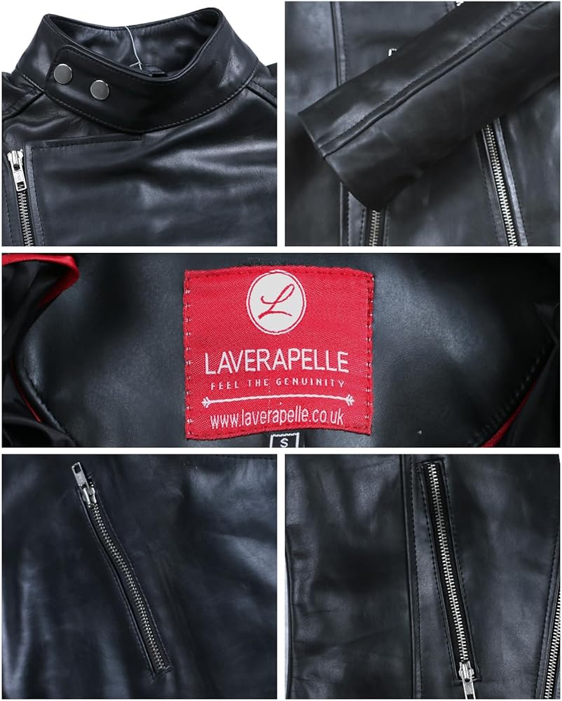 Laverapelle Men's Genuine Cowhide Leather Jacket (Black, Custom